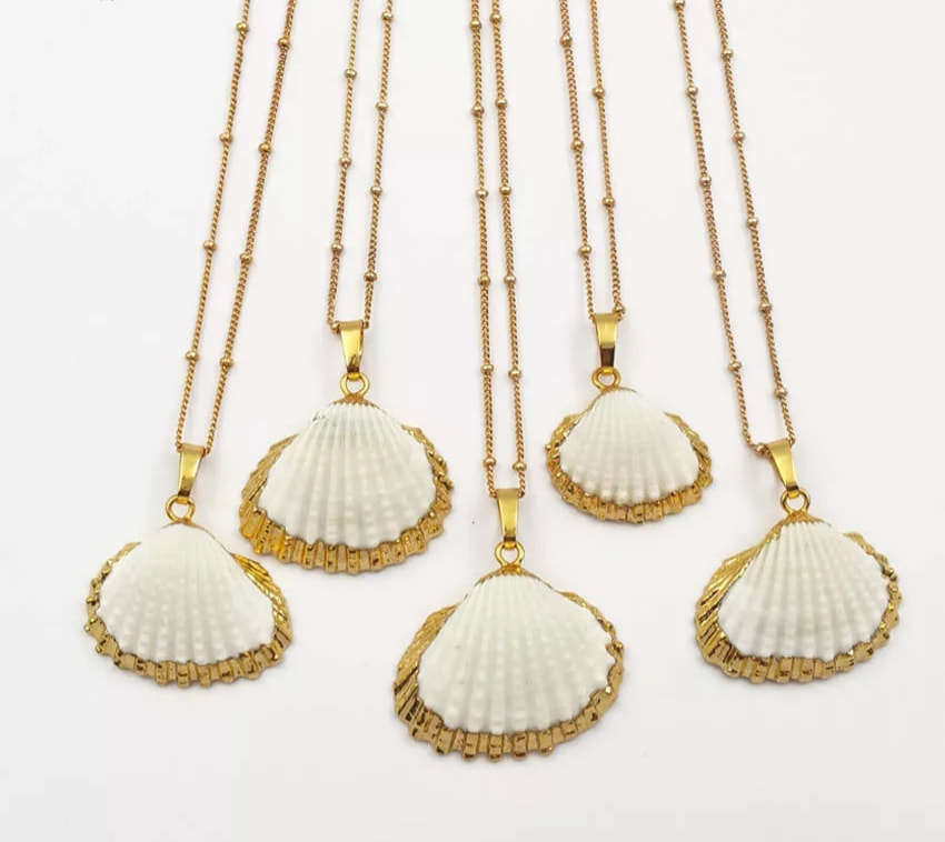 Bali Scallop Sea Shell 18K Electroplated Gold Necklace